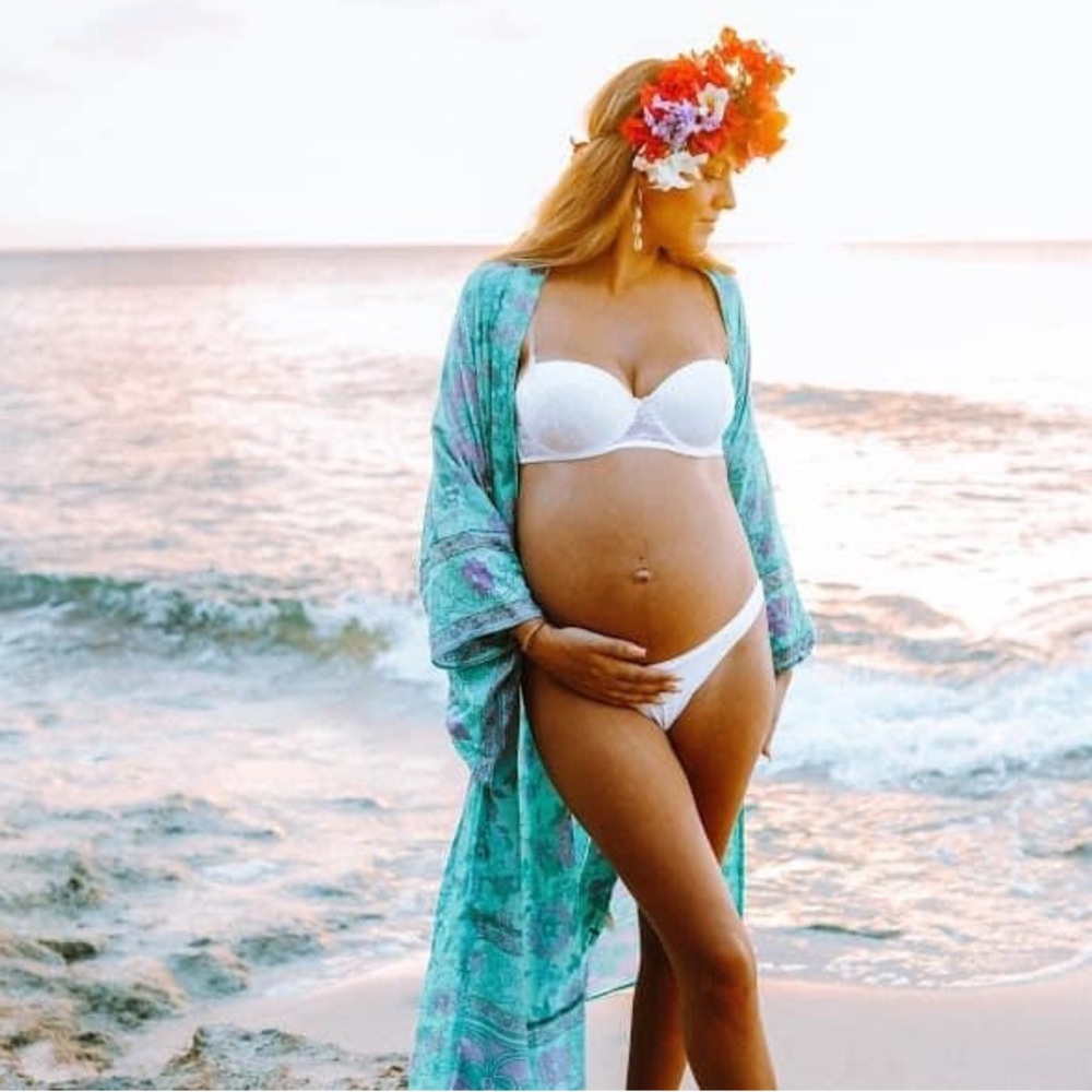 SPELL Buttercup Robe Blue Floral Kimono Duster Maxi